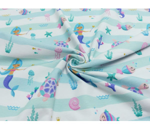 Jersey - Little happy Mermaid pastell mint gestreift